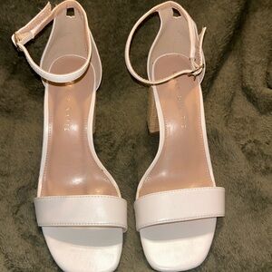 Kelly & Katie White Ankle Strap Heels